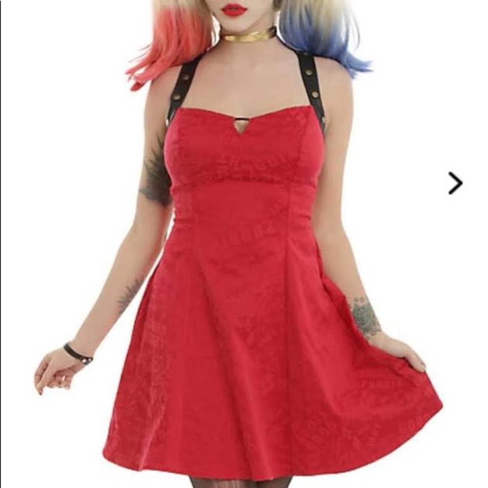 Suicide Squad Red Dress w/ Vegan Leather Trim